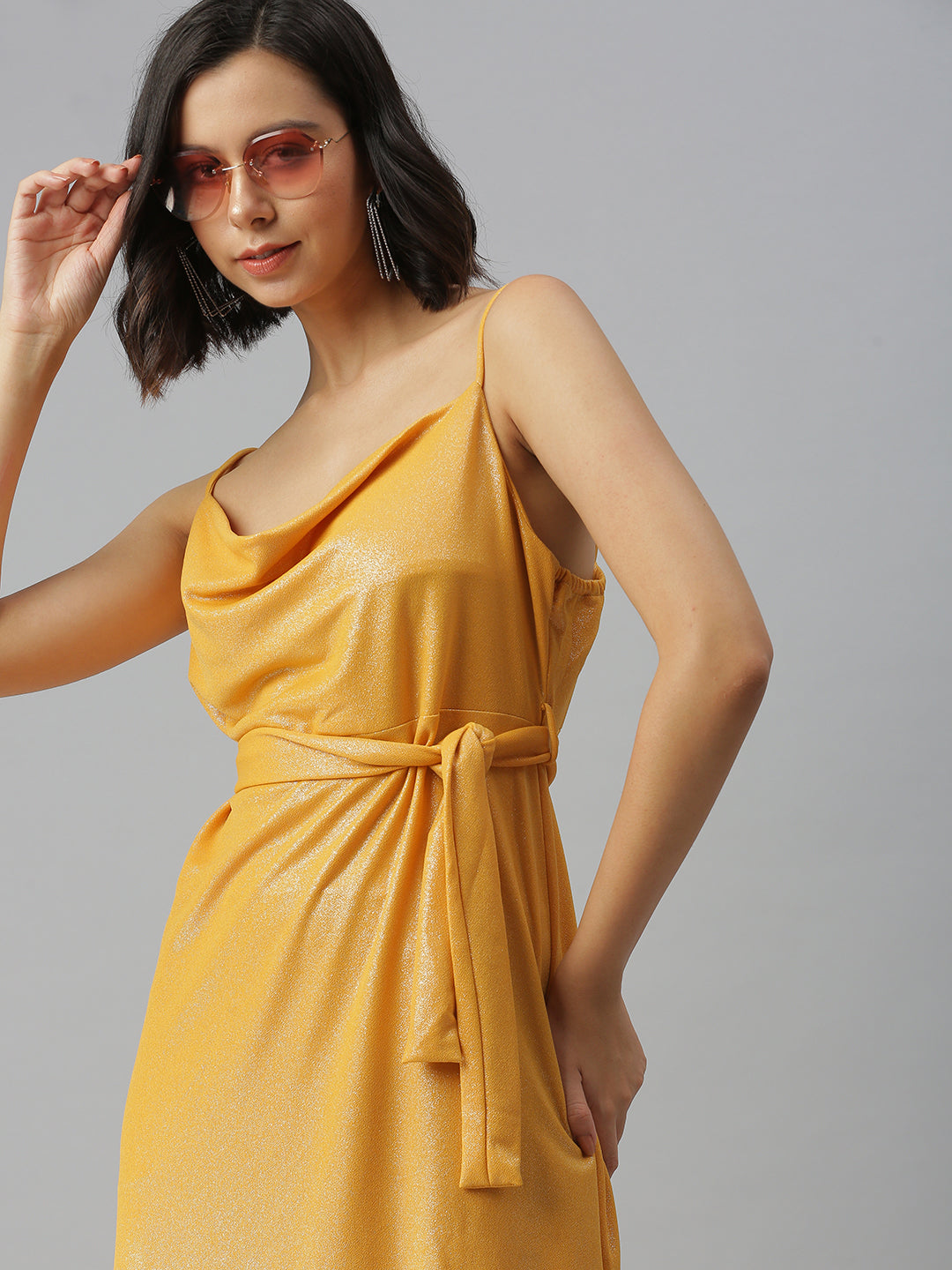 Women's Yellow Scuba A-Line Dress
