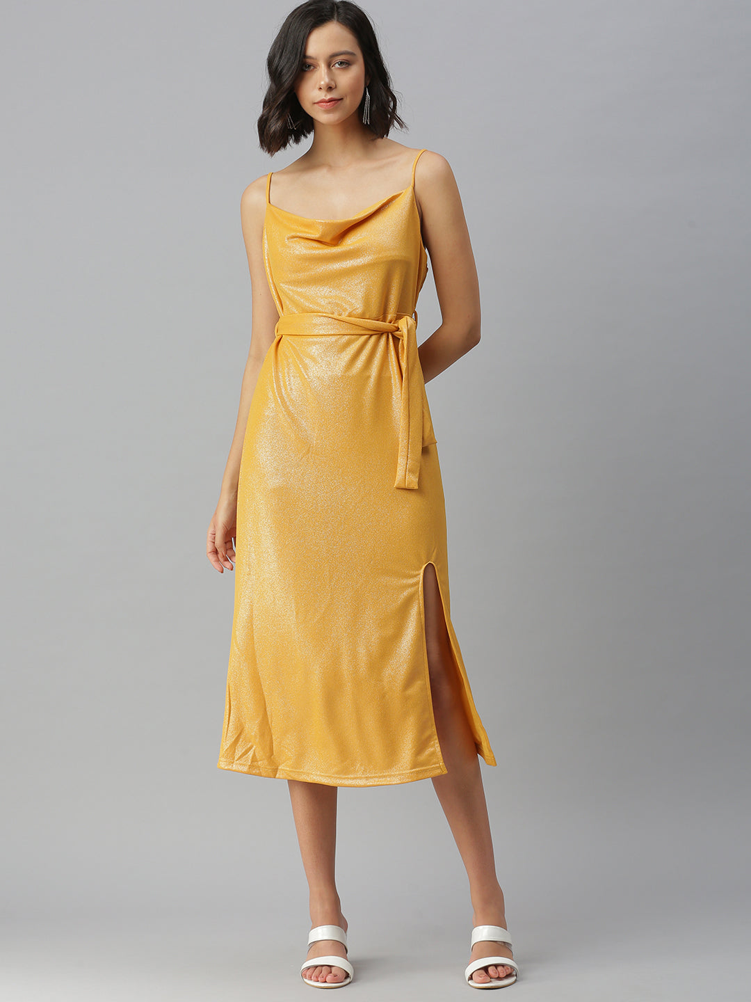 Women's Yellow Scuba A-Line Dress