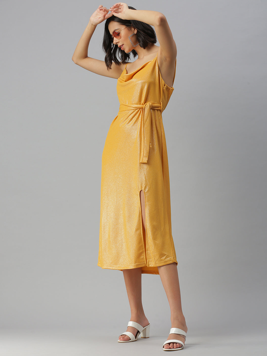 Women's Yellow Scuba A-Line Dress