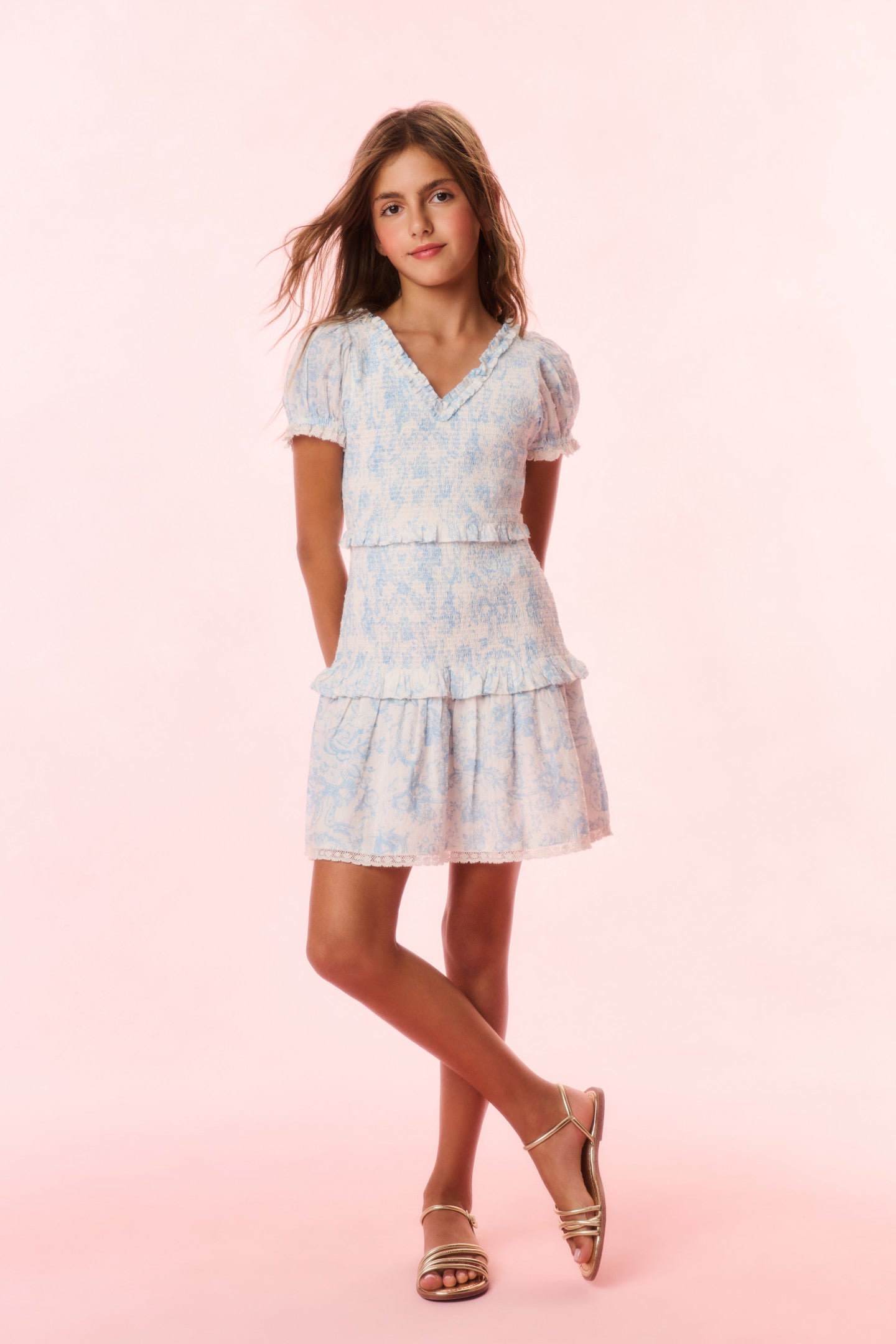 Girls Banson Cotton Toile Print Dress