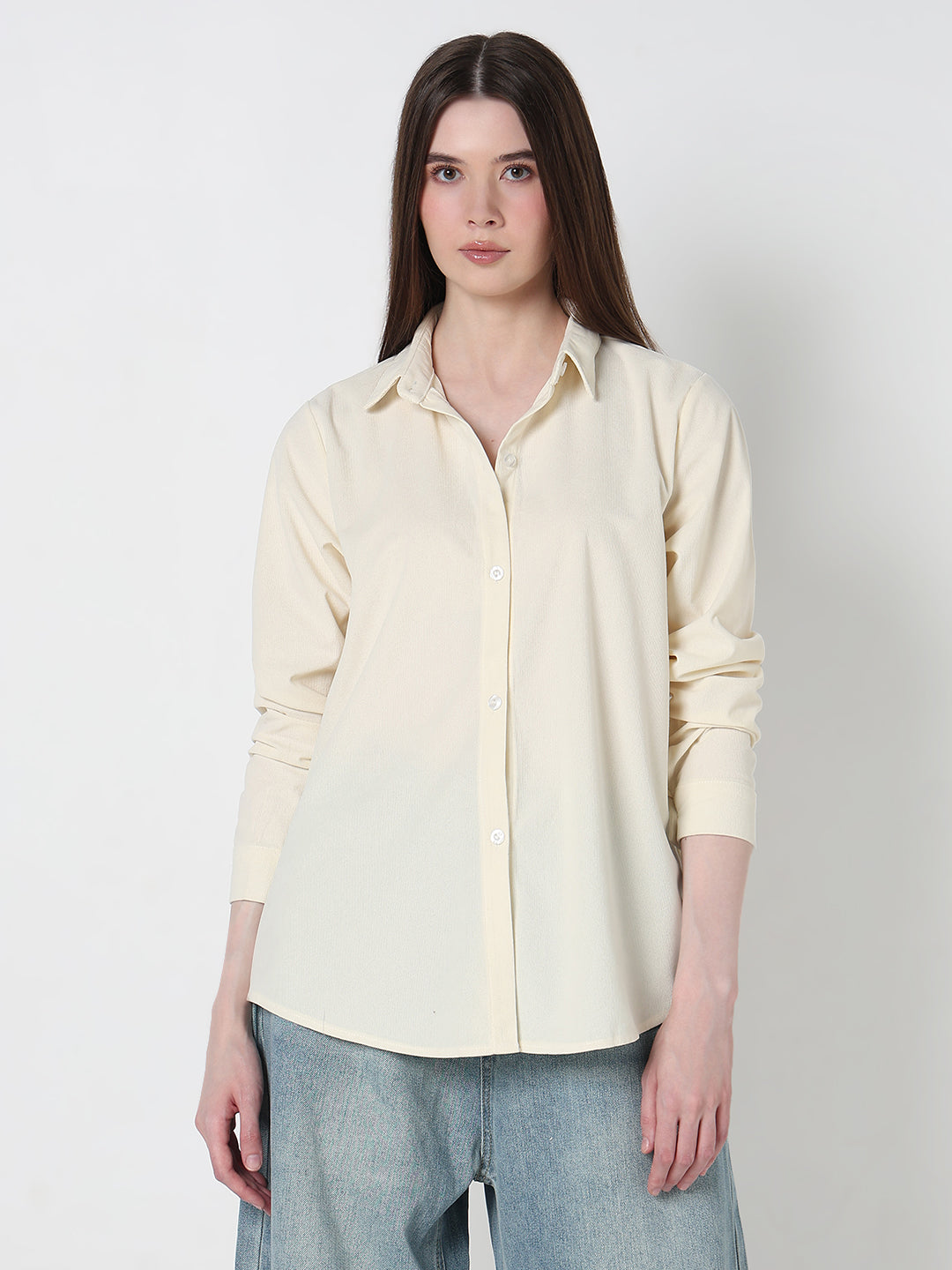Women's Cream Relaxed Fit Shirt