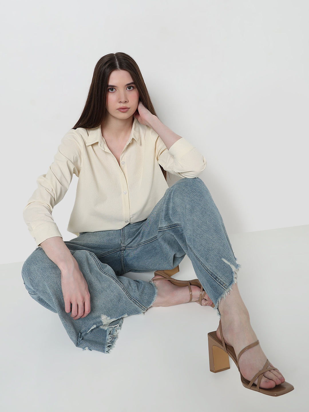 Women's Cream Relaxed Fit Shirt