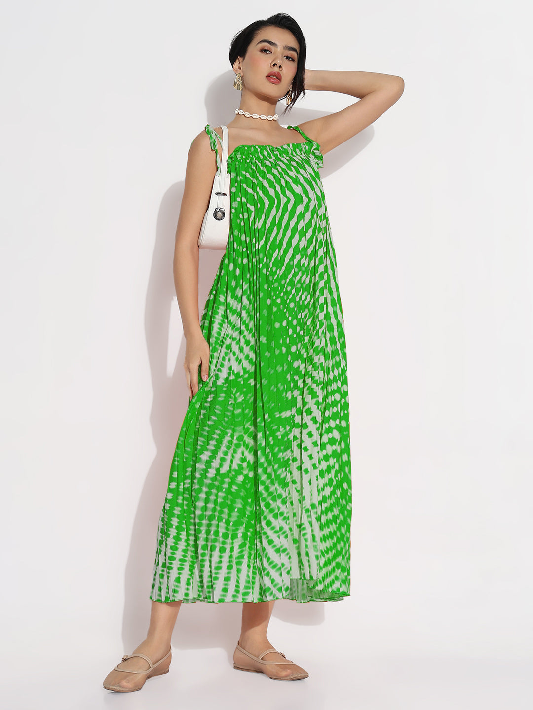 Women's Green Dyed A-Line Dress