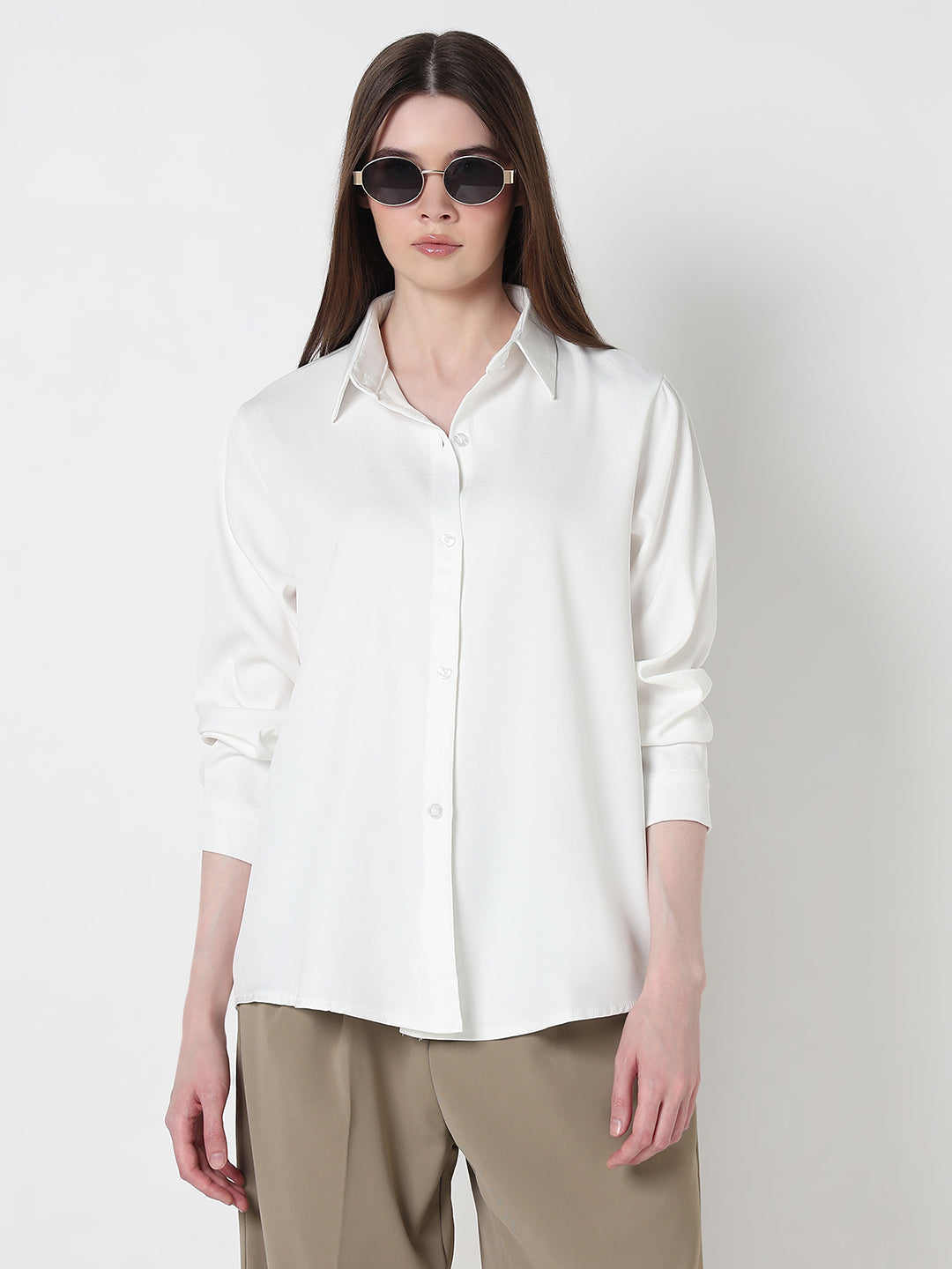 Women's White Regular Fit Shirt