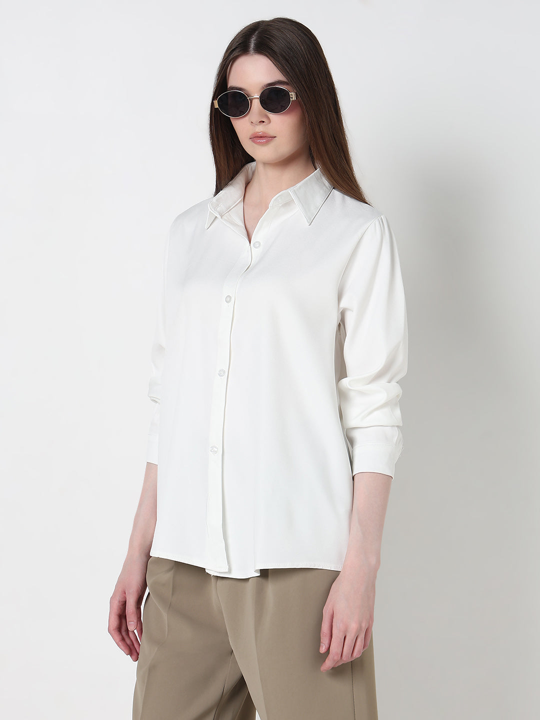 Women's White Regular Fit Shirt