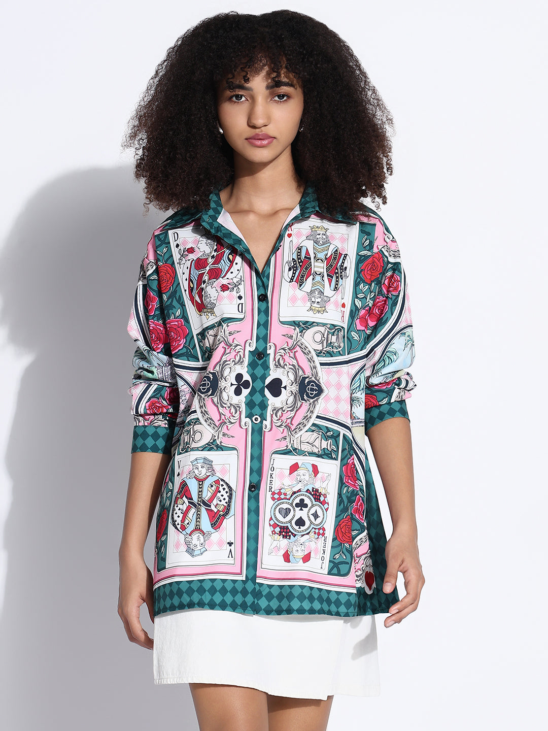 Women's Graphic Green Oversized Shirt