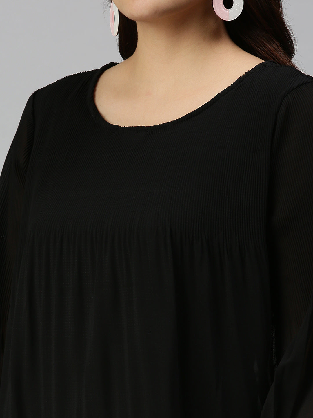 Women's Black Georgette A-Line Dress