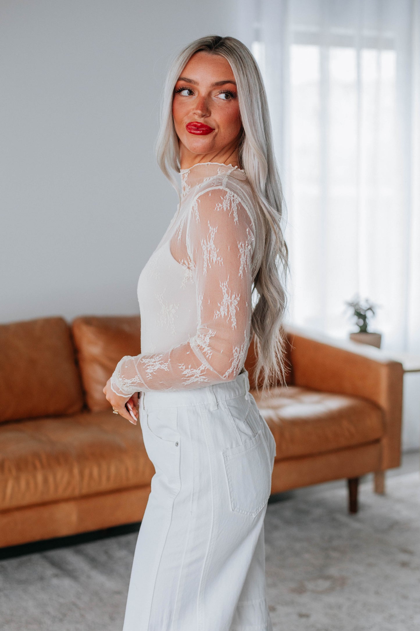 Elysia Lace Top - Cream