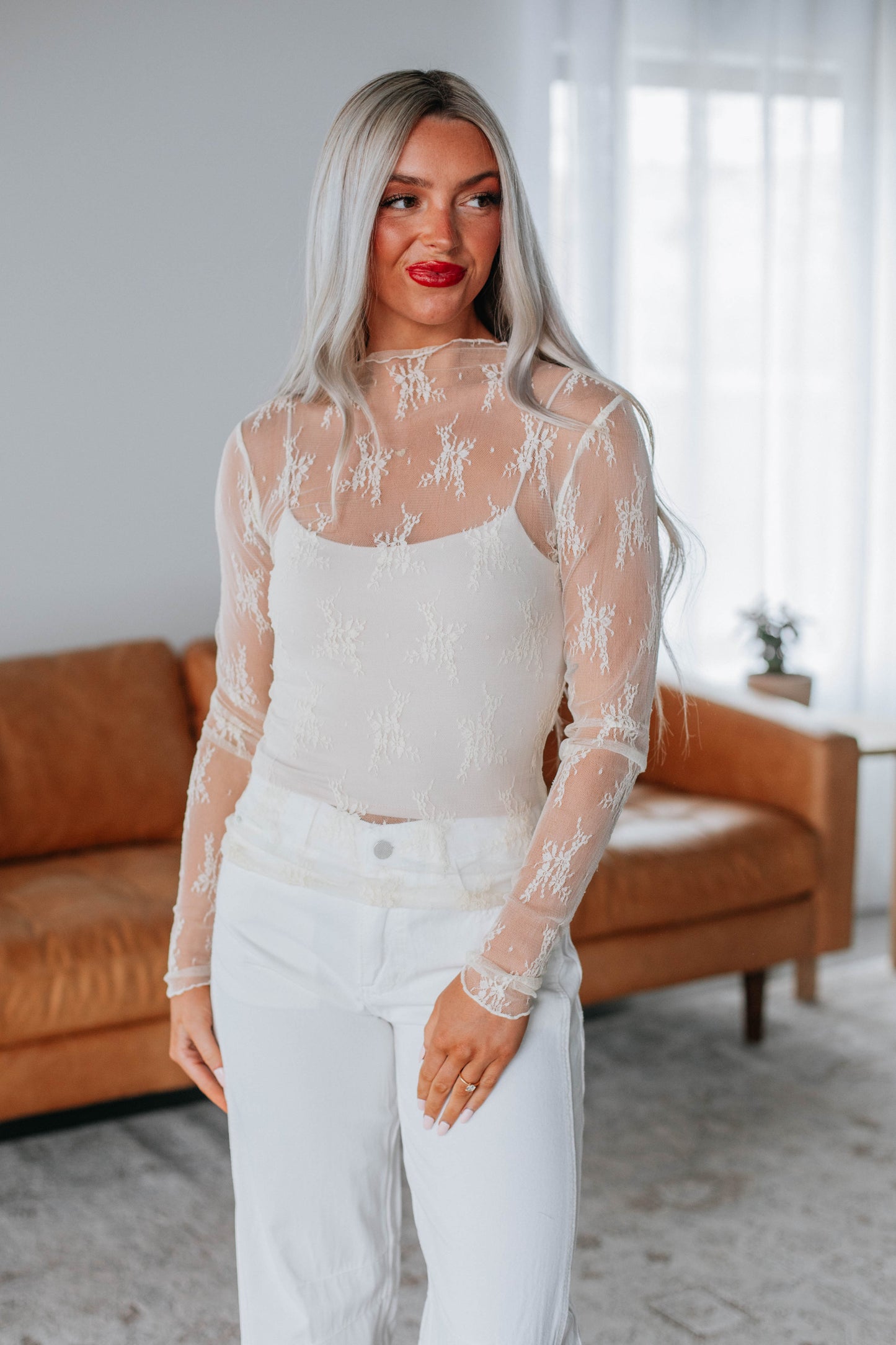 Elysia Lace Top - Cream