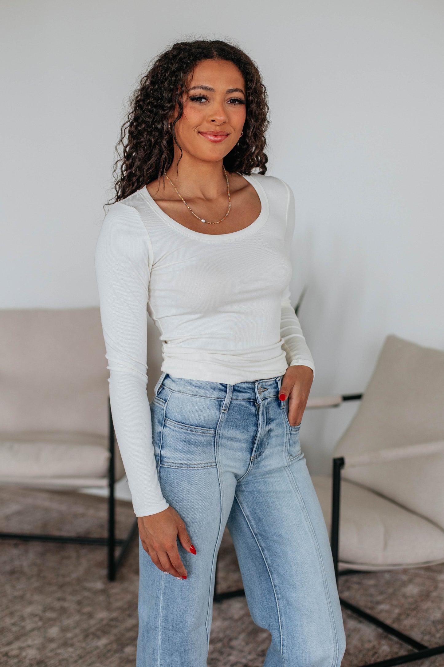 Kasen Ribbed Top - Ivory