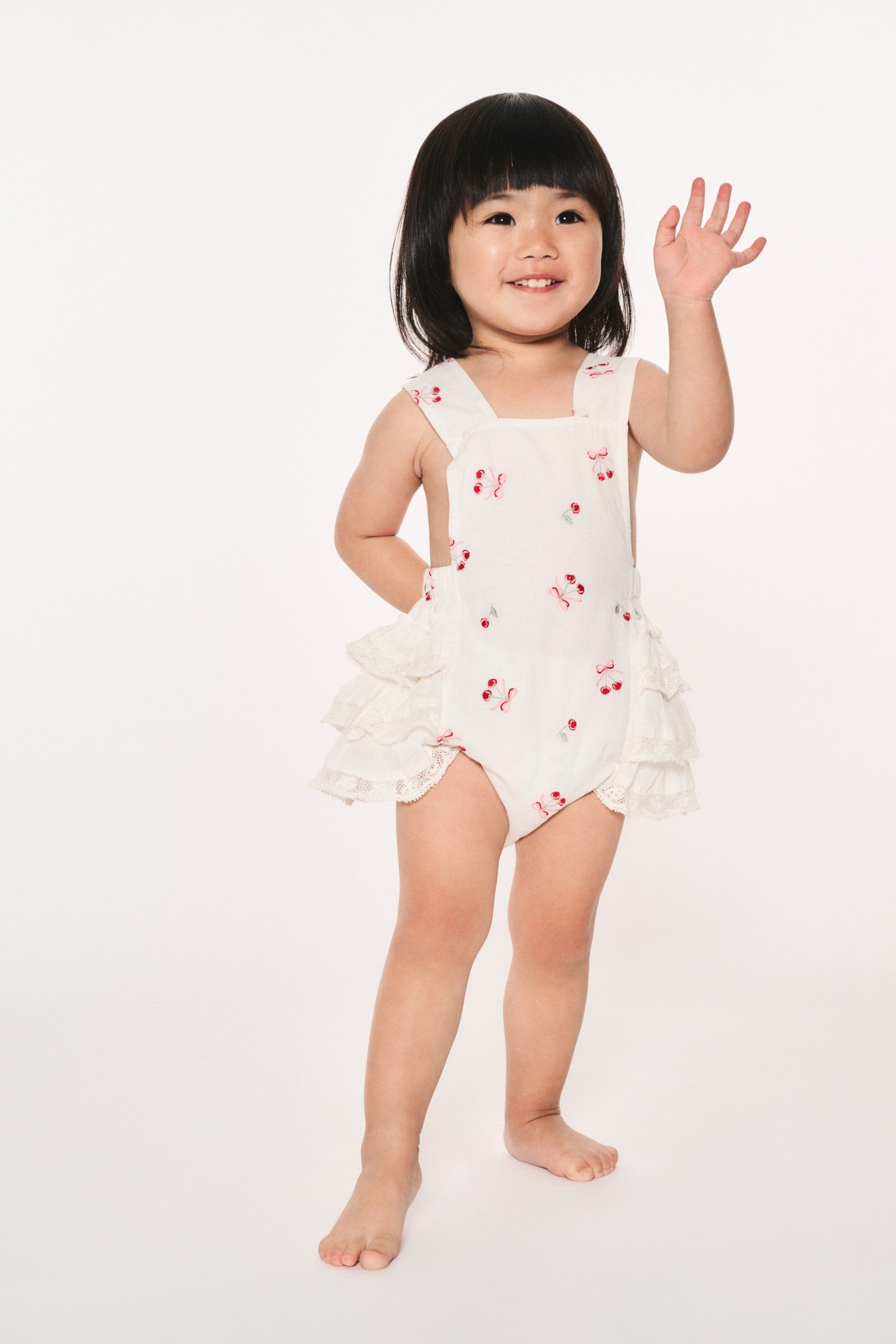 Baby Lindy Cherry Ruffle Pinafore