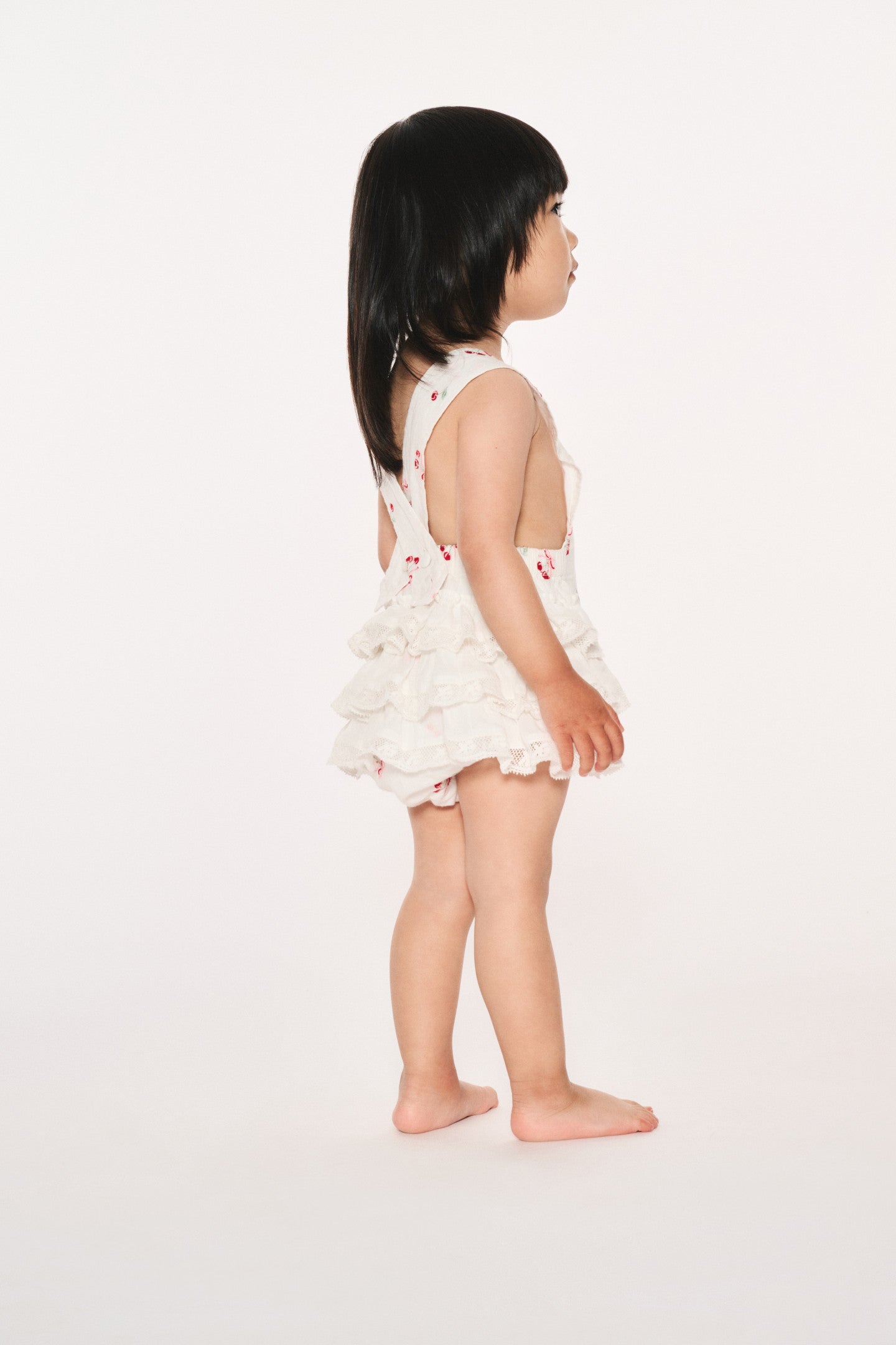 Baby Lindy Cherry Ruffle Pinafore