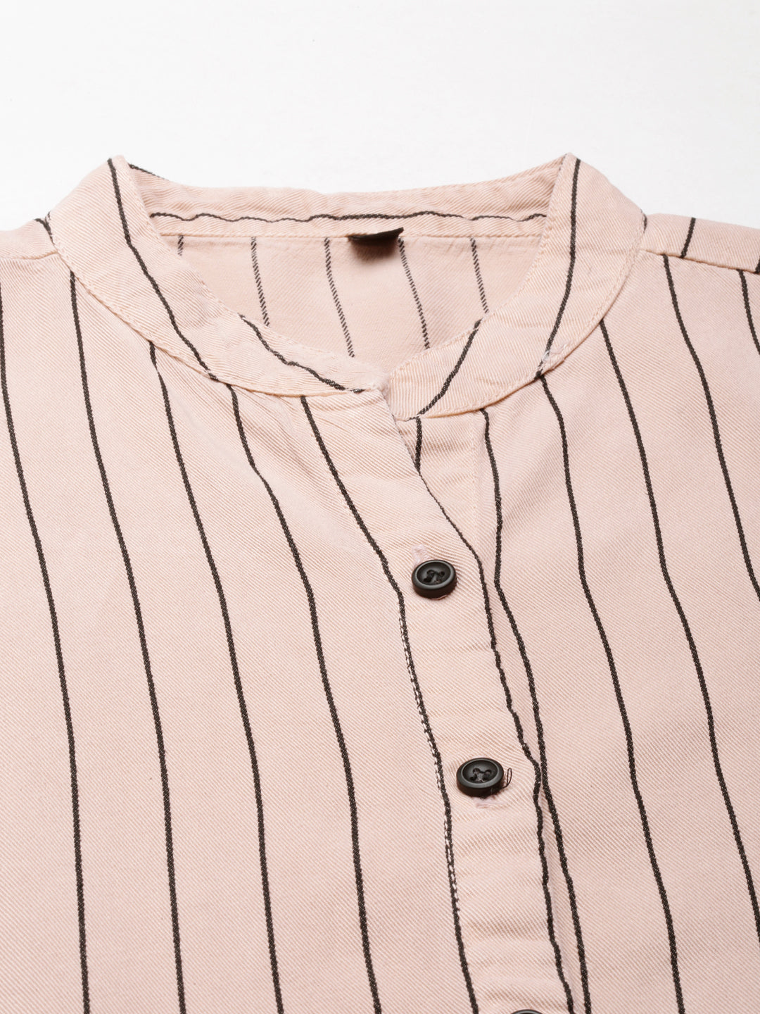 Women's Pink Comfort Slim Fit Striped Cotton Longline Casual Shirt