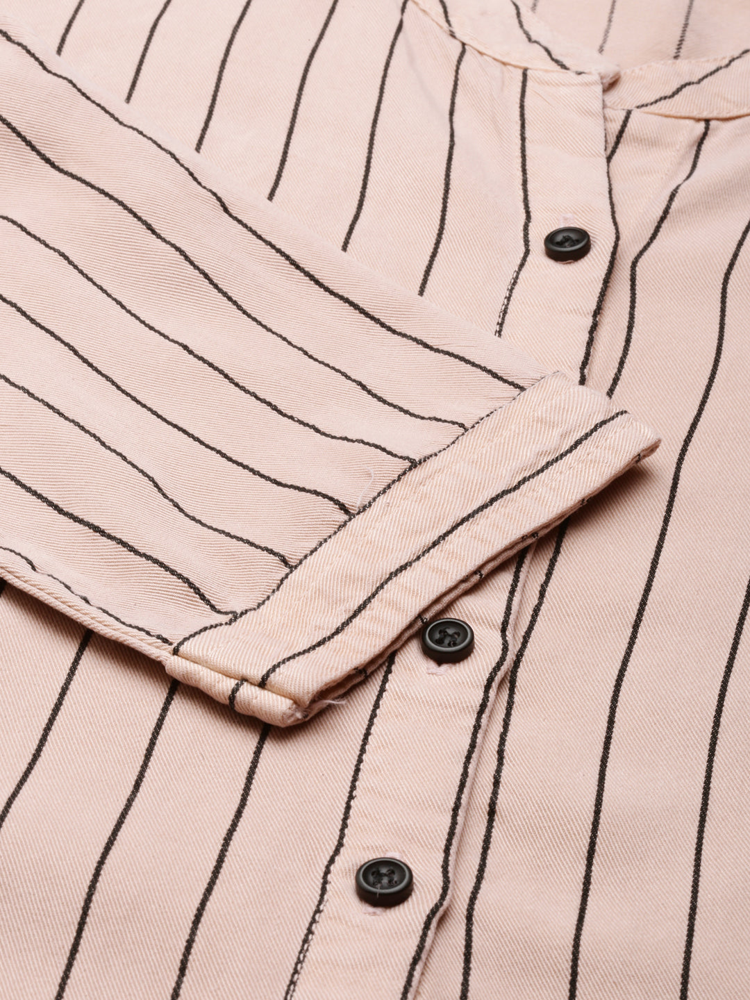 Women's Pink Comfort Slim Fit Striped Cotton Longline Casual Shirt