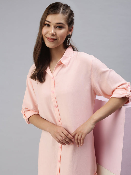 Women's Peach Shirt Dress