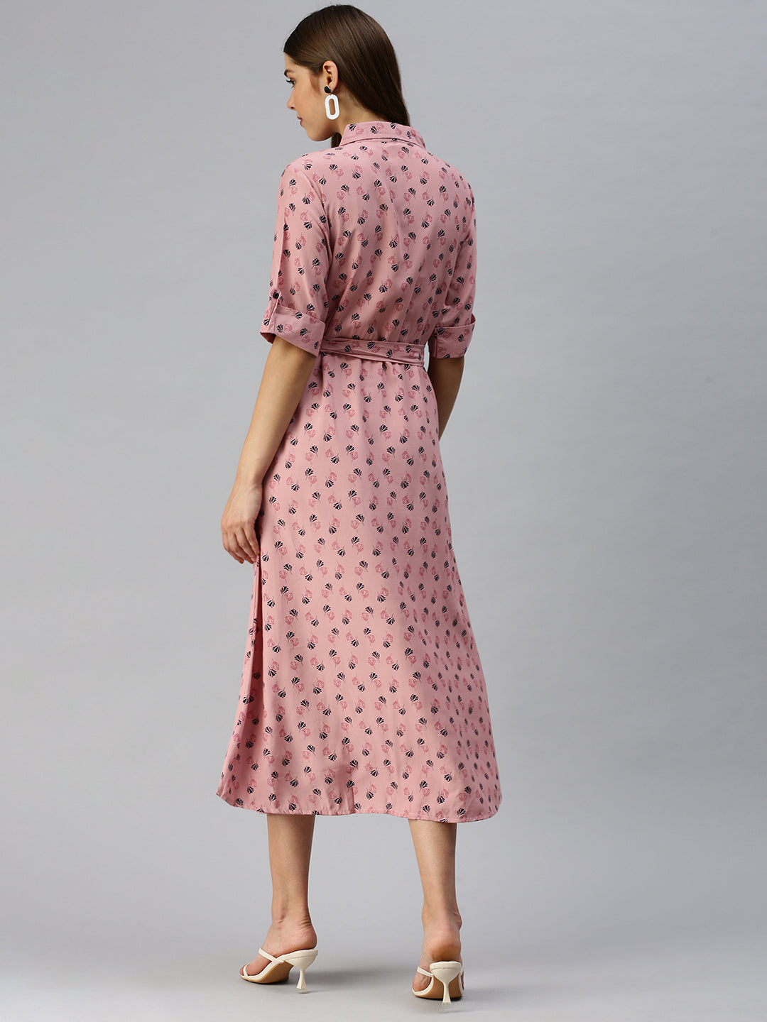 Women's Mauve Floral Shirt Dress