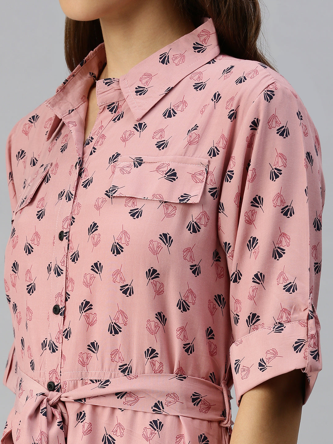 Women's Mauve Floral Shirt Dress