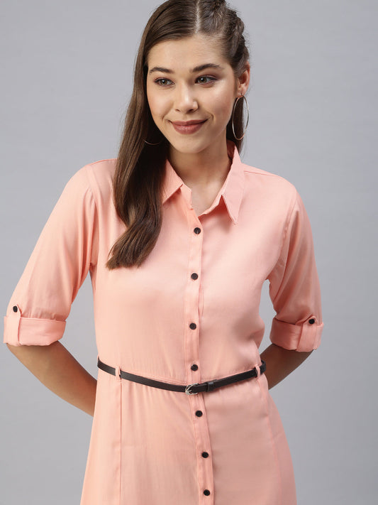 Women's Peach Shirt Dress