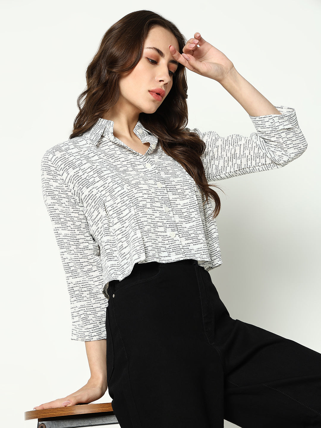 Women's White Comfort Boxy Printed Casual Shirt
