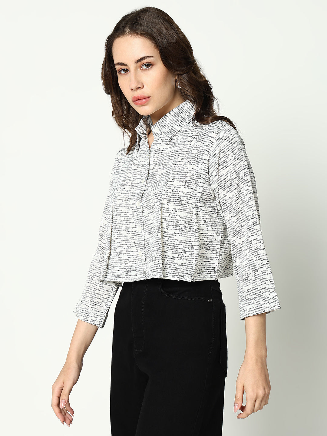 Women's White Comfort Boxy Printed Casual Shirt