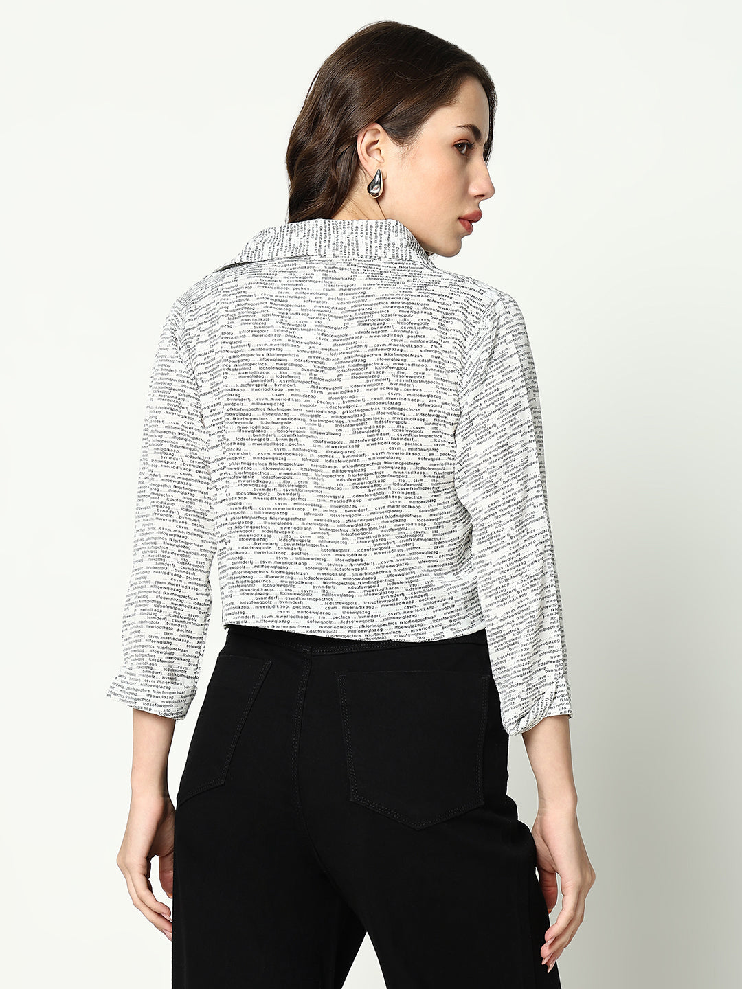 Women's White Comfort Boxy Printed Casual Shirt