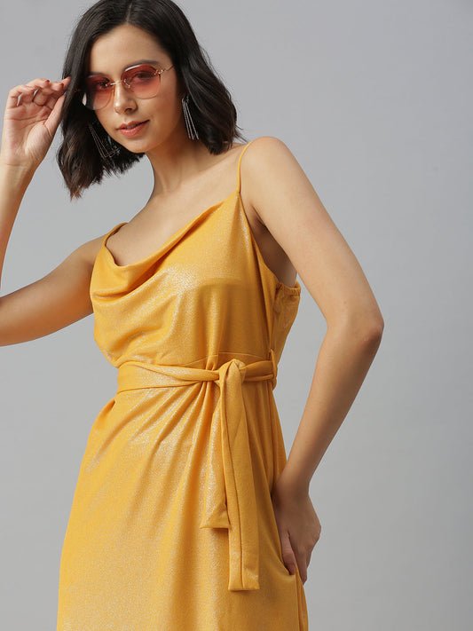 Women's Yellow Scuba A-Line Dress