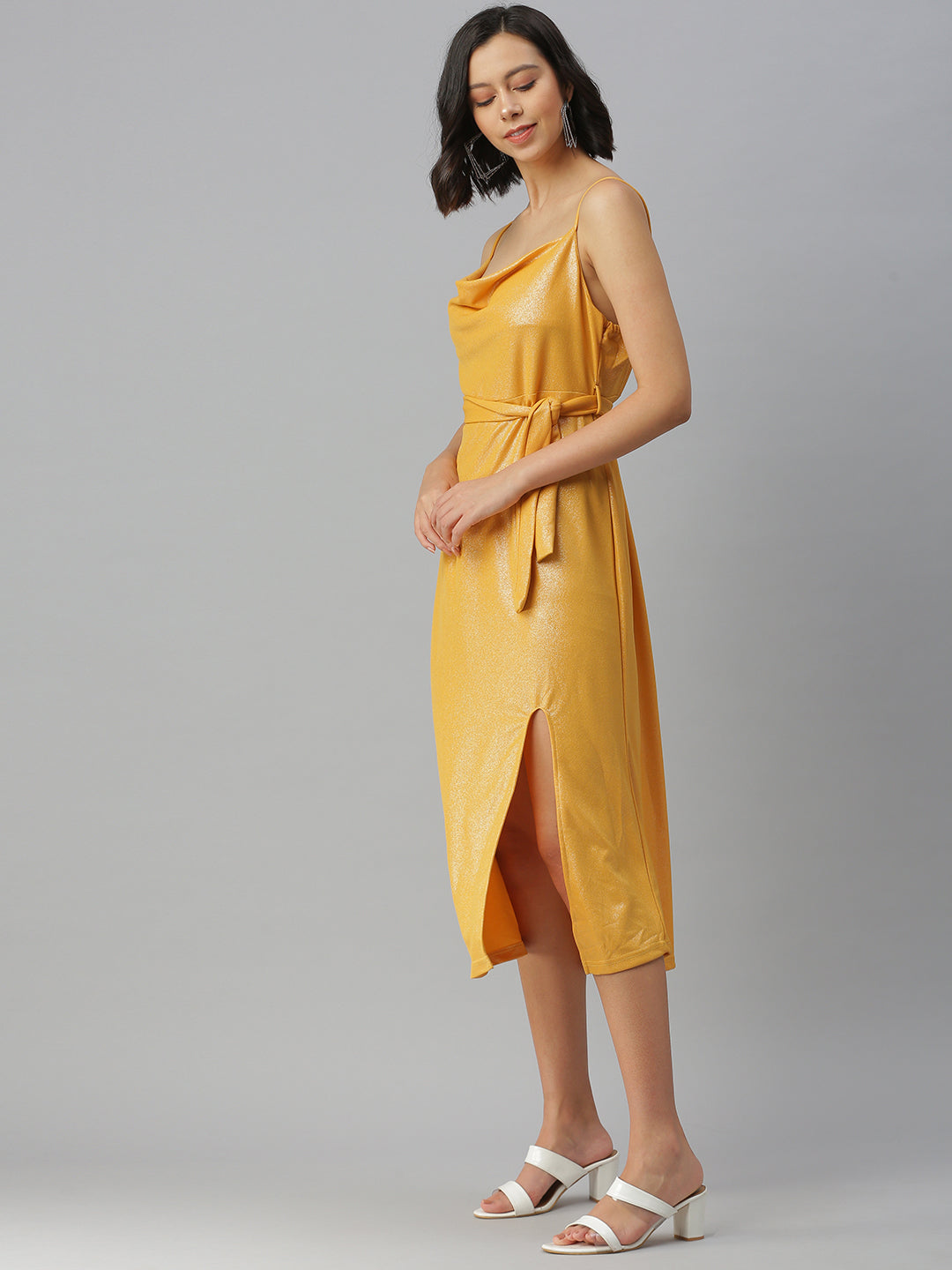 Women's Yellow Scuba A-Line Dress