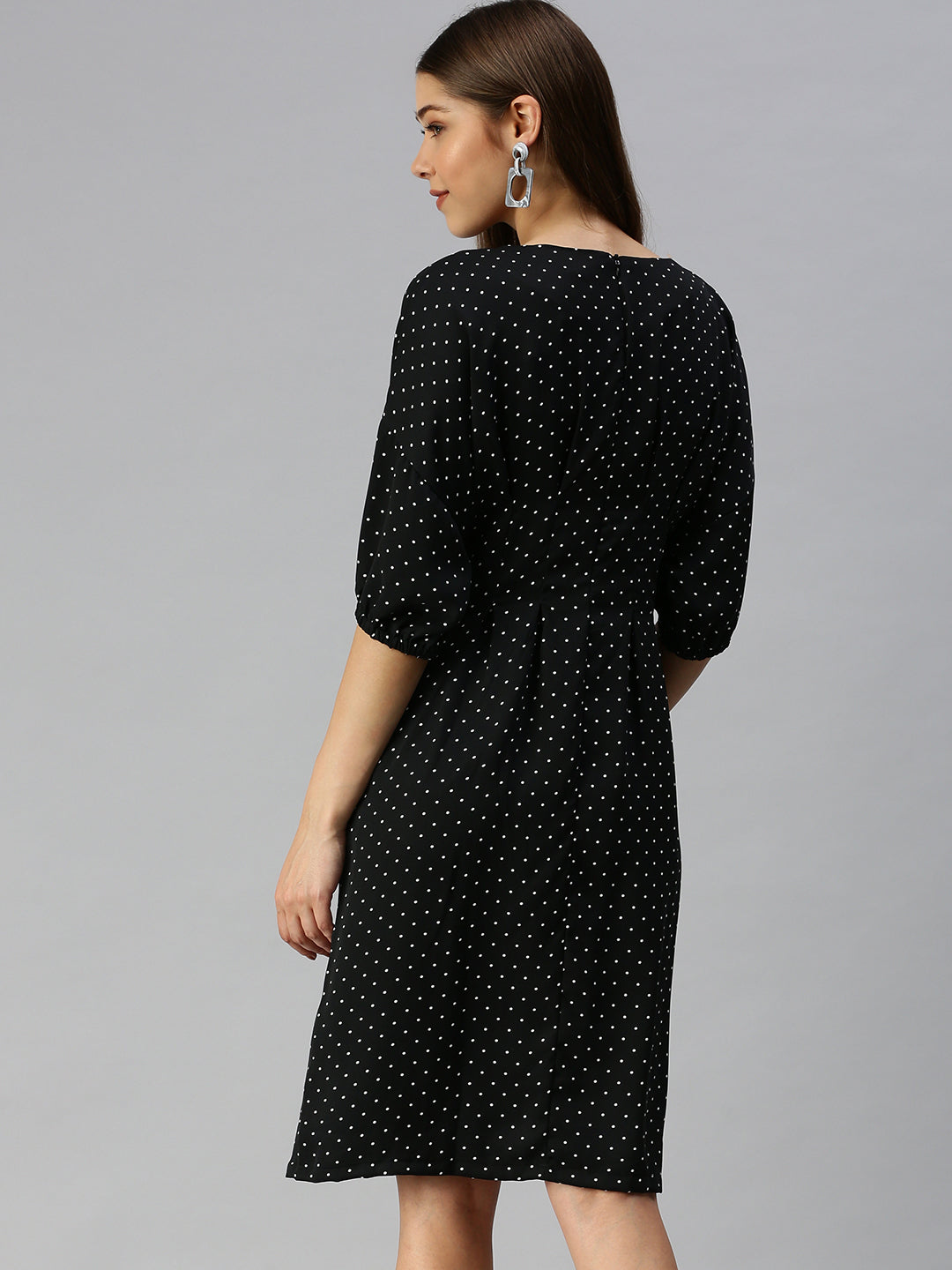 Women's Black Crepe A-Line Dress
