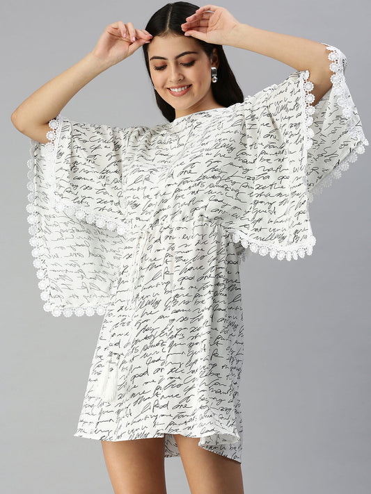 Women's White Floral A-Line Mini Dress