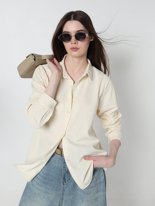 Women's Cream Relaxed Fit Shirt