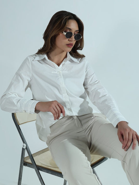 Women's White Slim Fit Formal Shirt