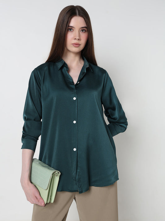Women's Green Relaxed Fit Shirt