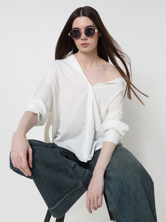 Women's White Relaxed Fit Shirt