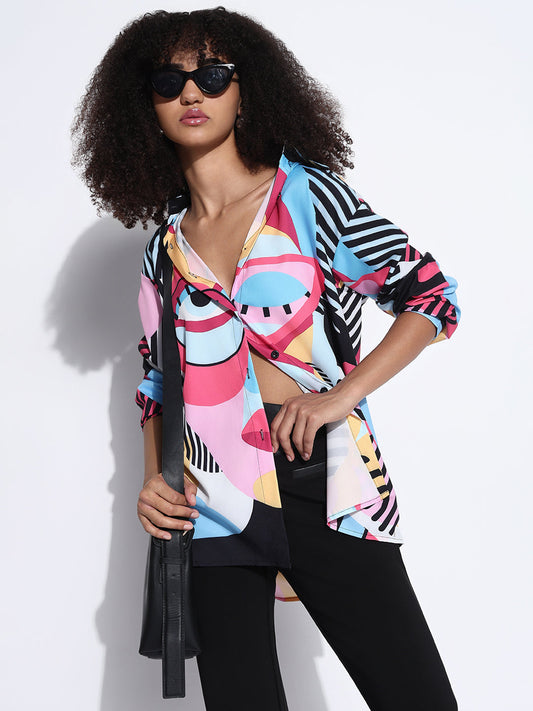 Women's Graphic Multi Oversized Shirt