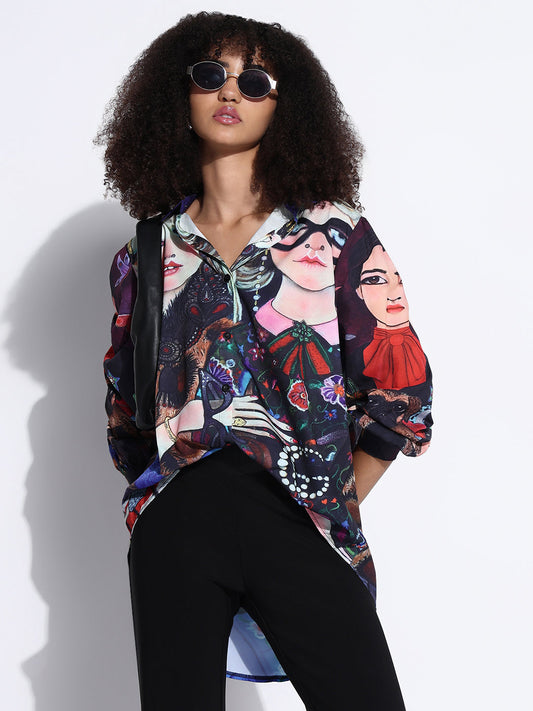Women's Graphic Multi Oversized Shirt