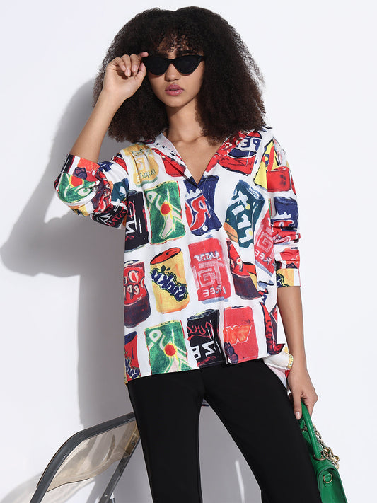 Women's Graphic Multi Oversized Shirt