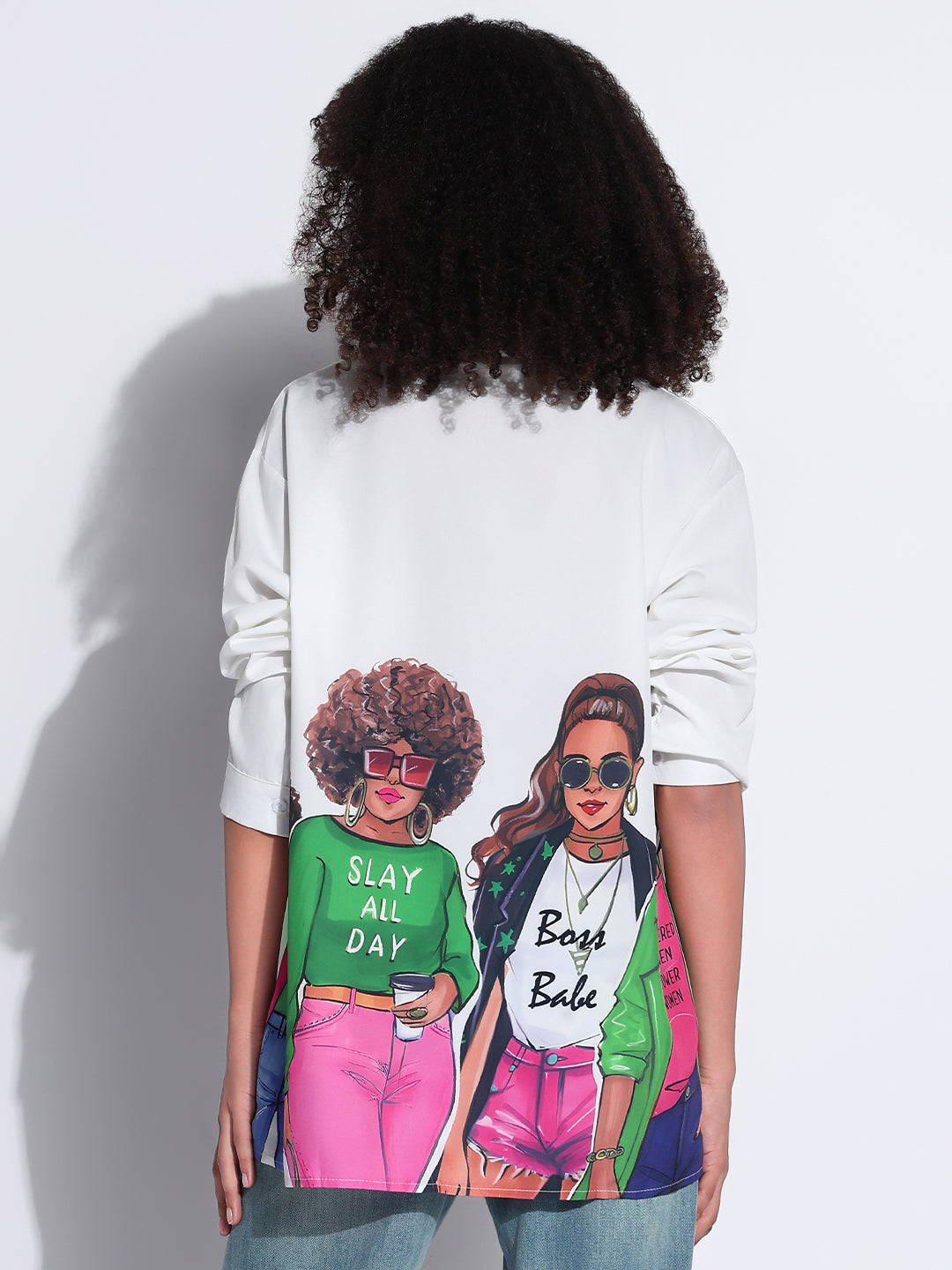 Women's Graphic White Oversized Shirt