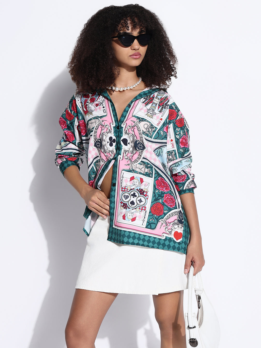 Women's Graphic Green Oversized Shirt