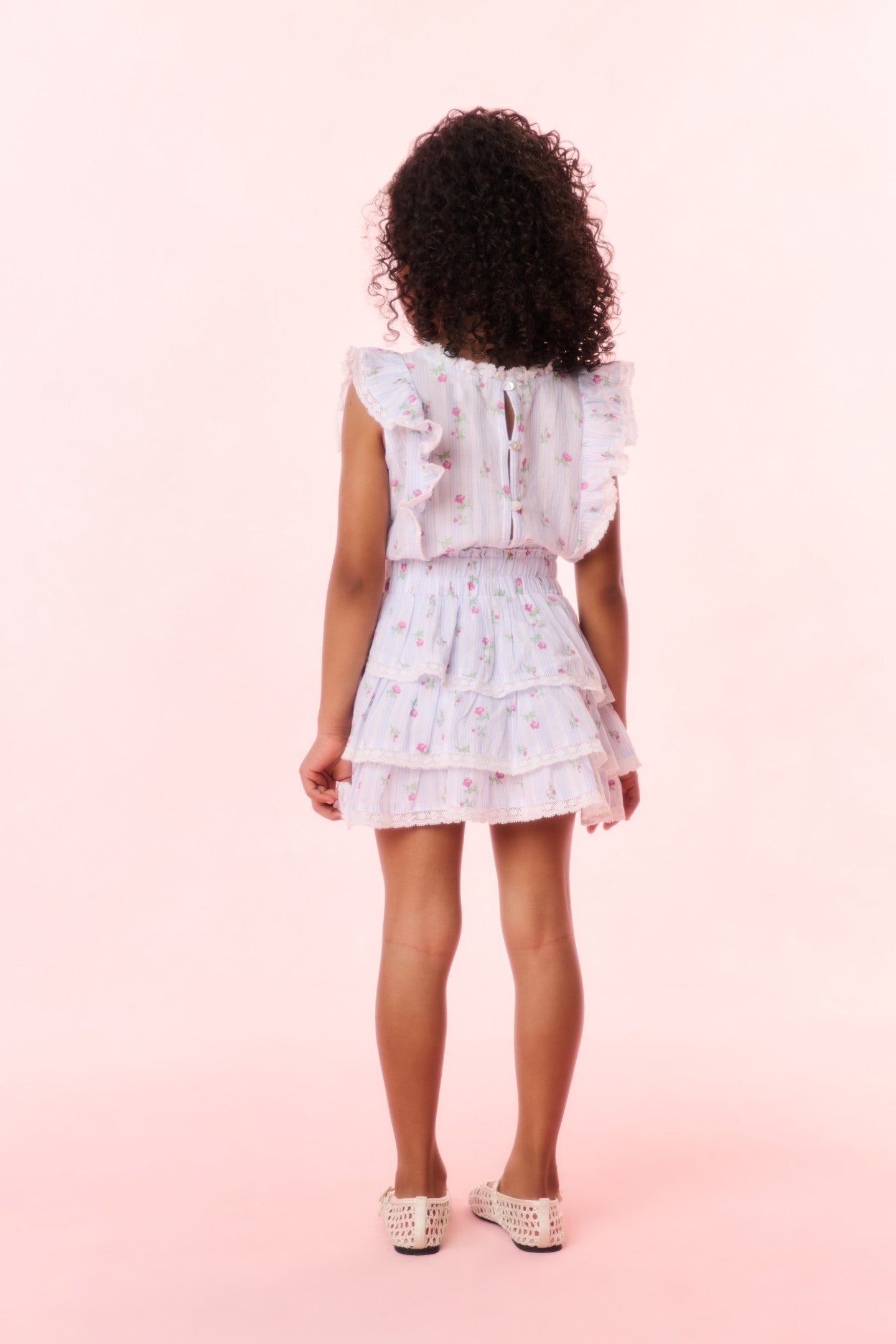 Girls Decker Cotton Floral Striped Dress