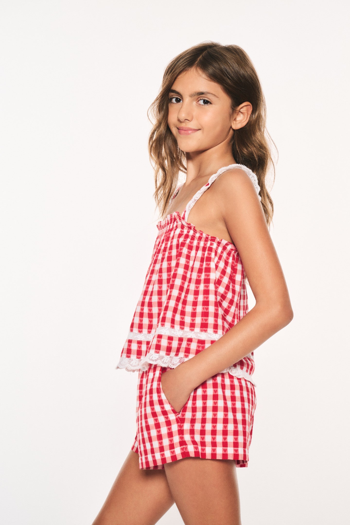 Girls Fiorella Cotton Gingham Top