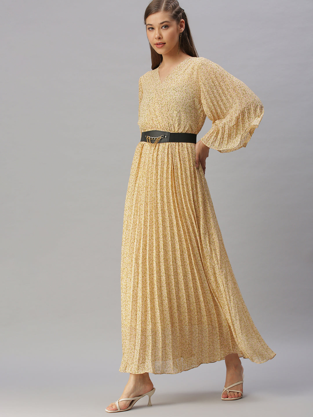 Women's Cream Ethnic Motifs A-Line Dress