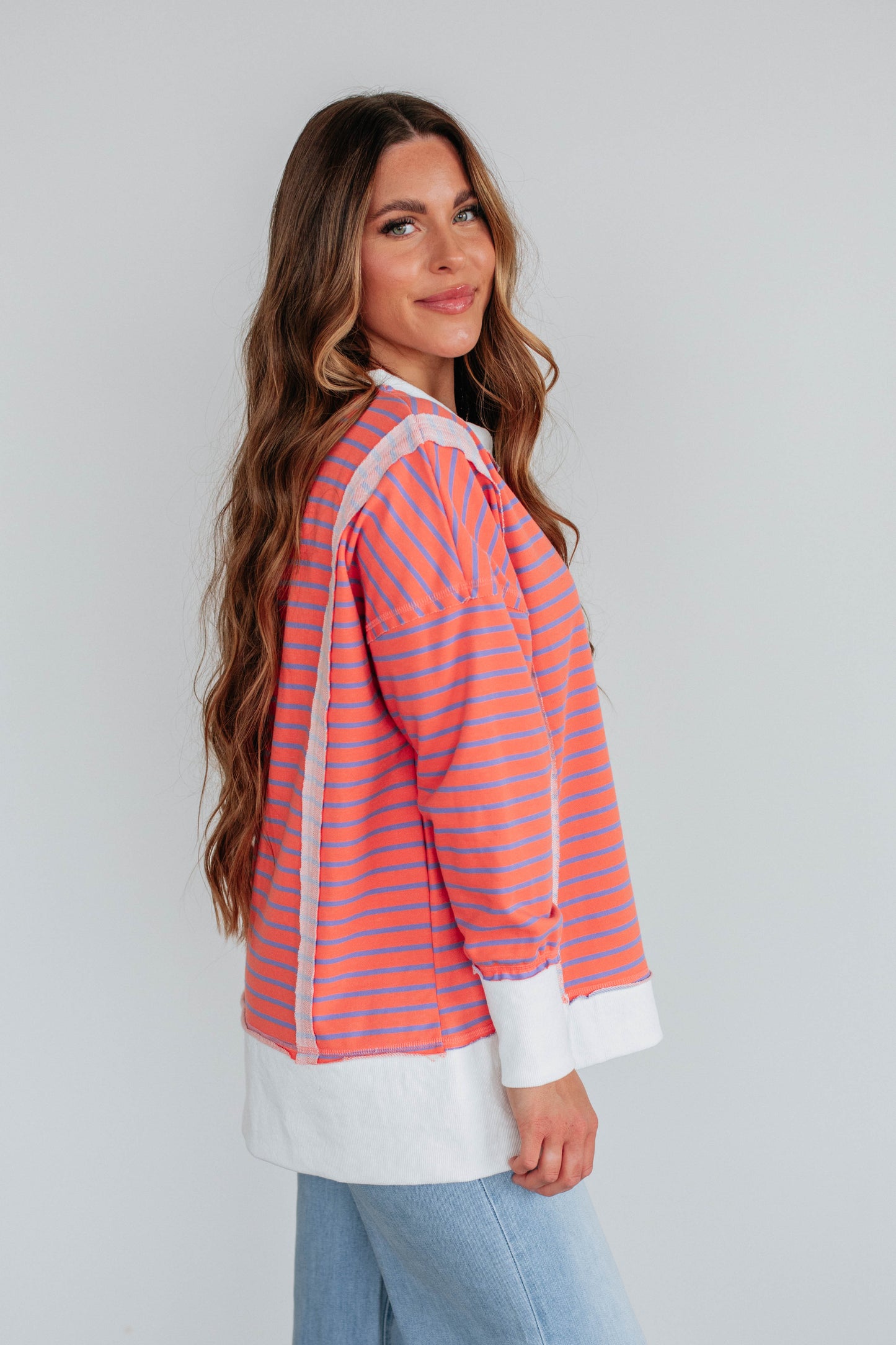 Luna Striped Top - Coral Mix