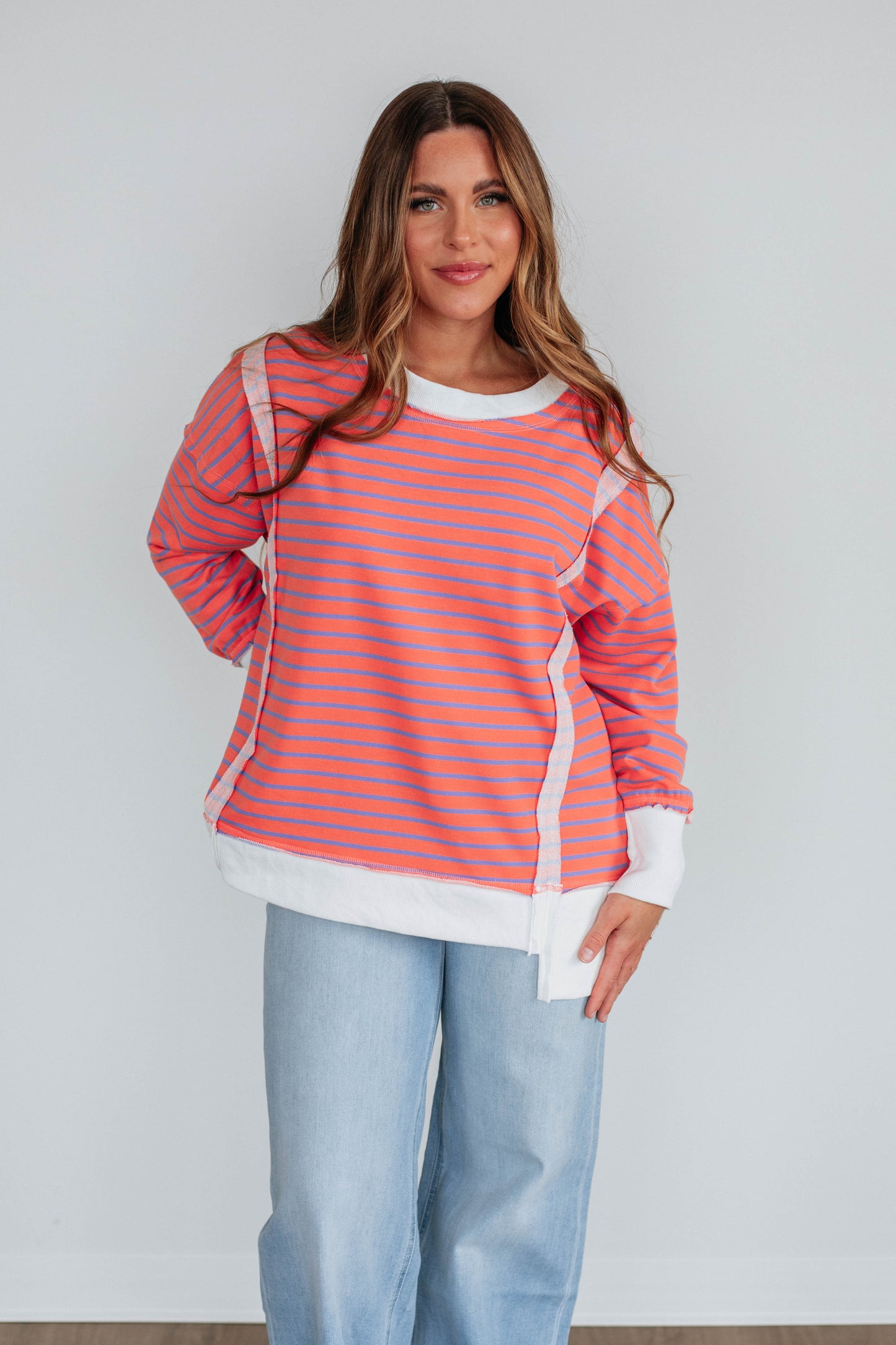 Luna Striped Top - Coral Mix