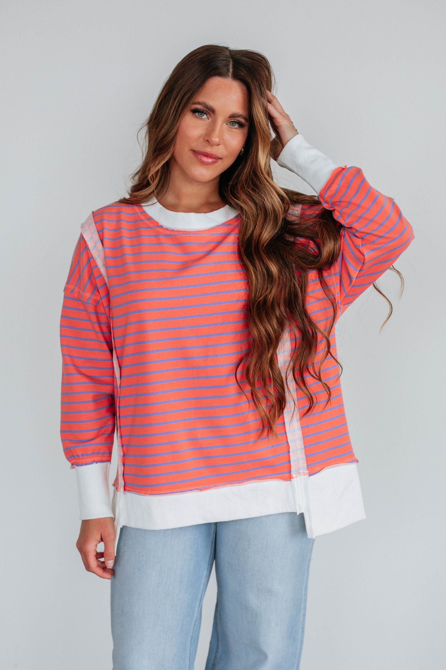 Luna Striped Top - Coral Mix