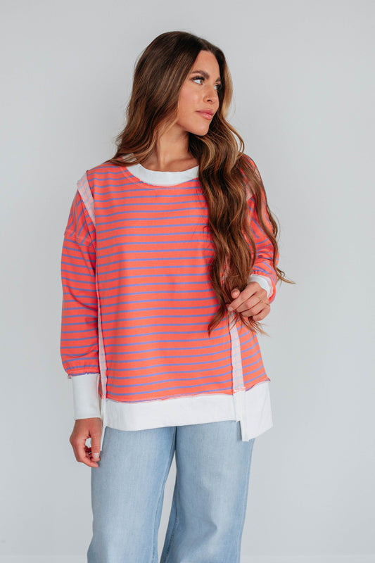 Luna Striped Top - Coral Mix