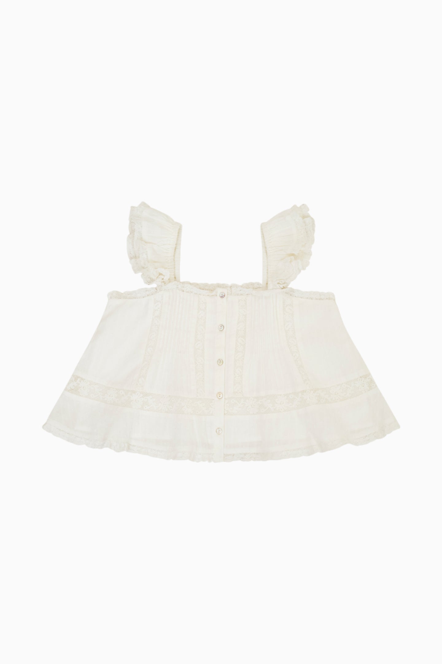 Girls Norabel Cotton Lace-Trimmed Top