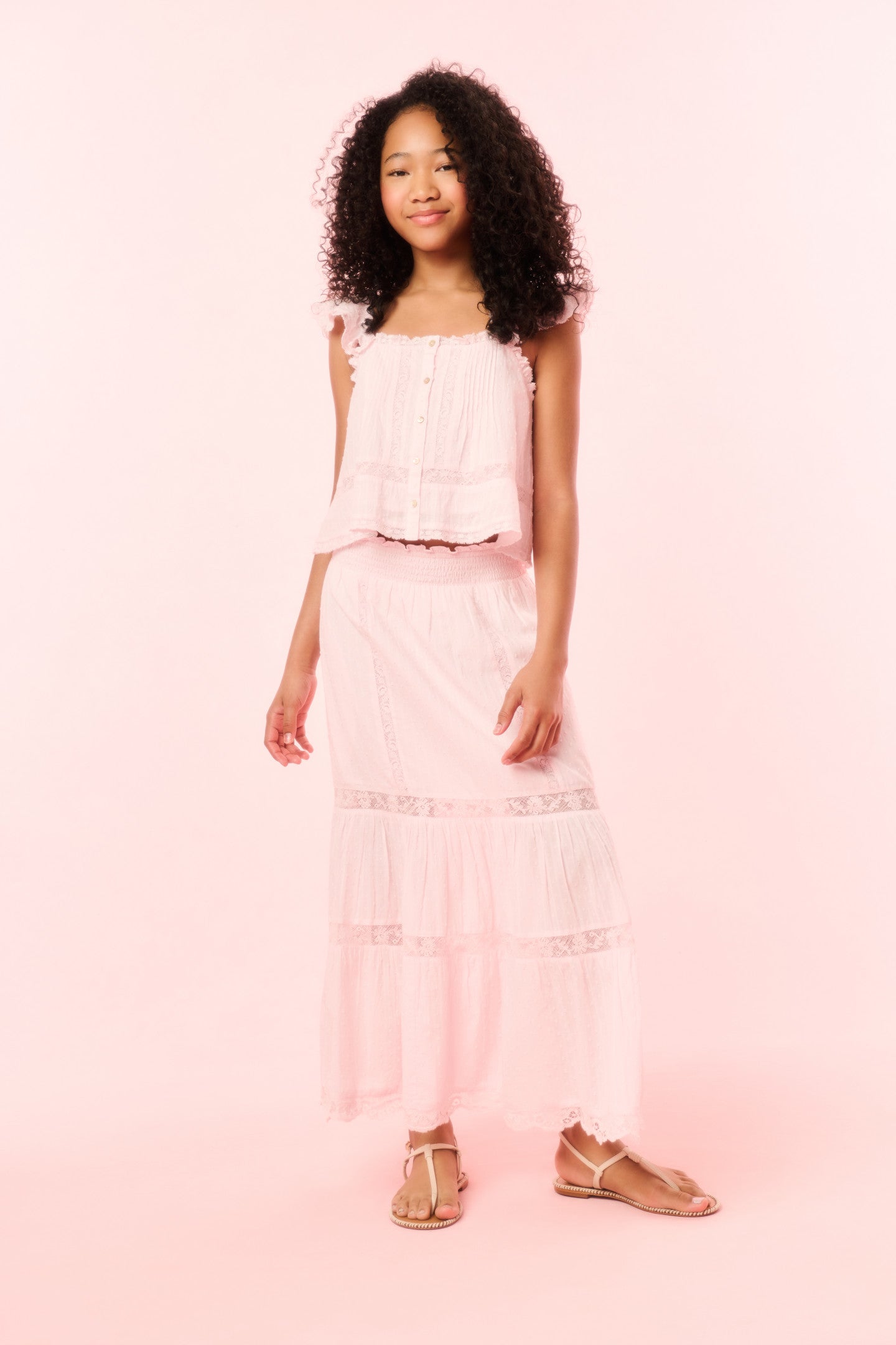 Girls Norabel Cotton Lace-Trimmed Top