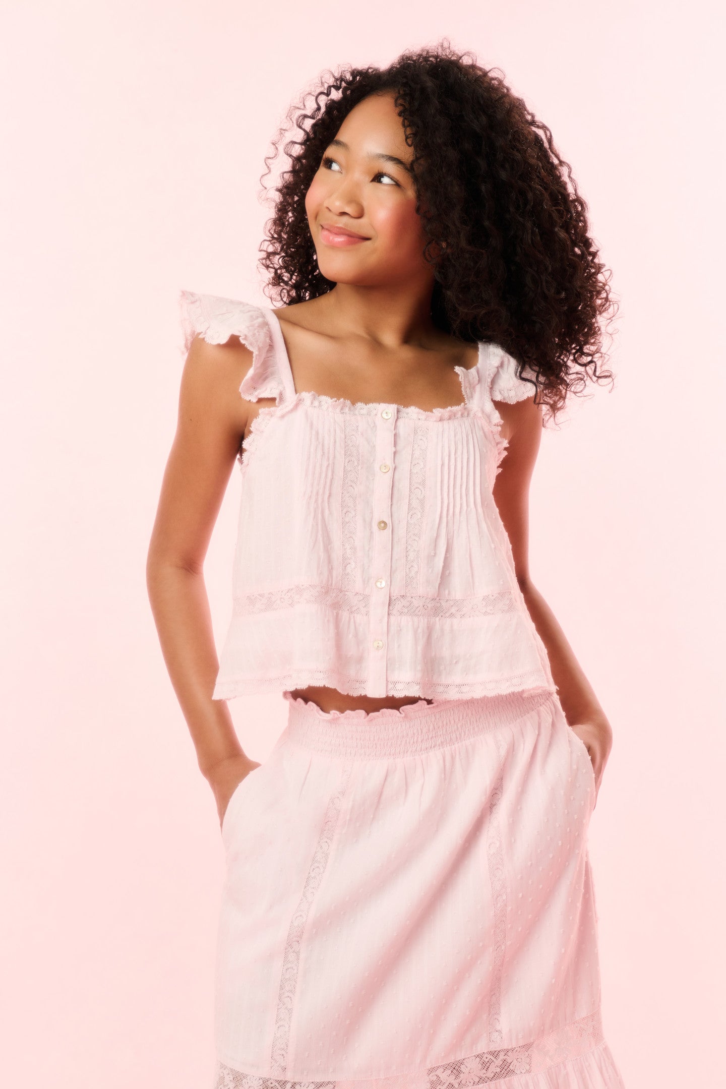 Girls Norabel Cotton Lace-Trimmed Top