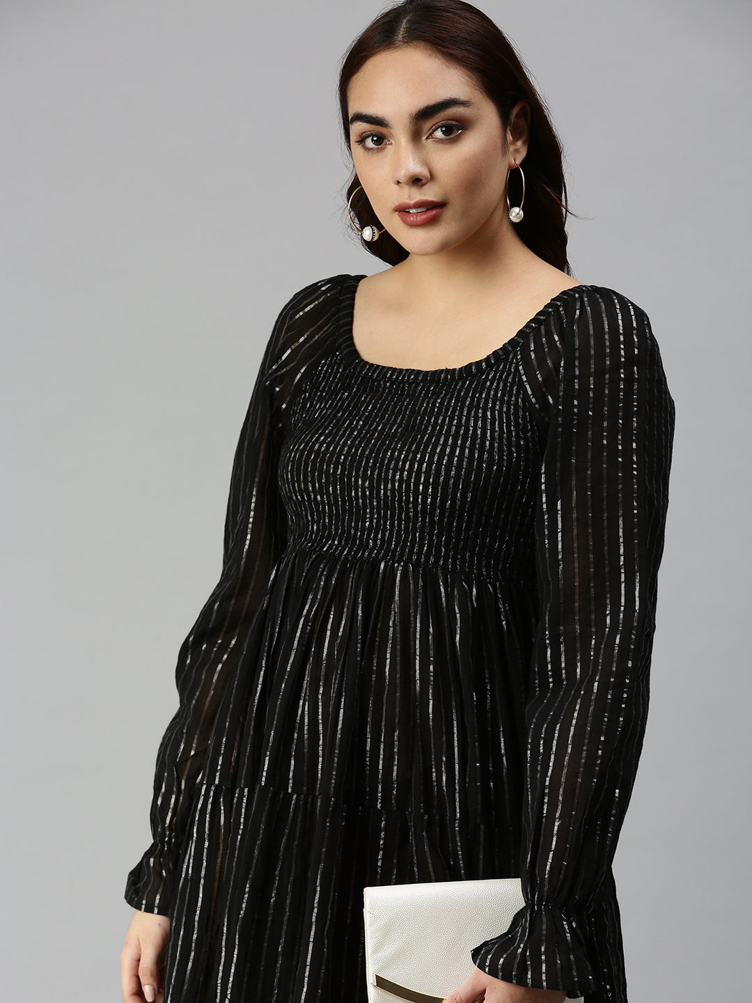 Women's Black Jacquard Dress