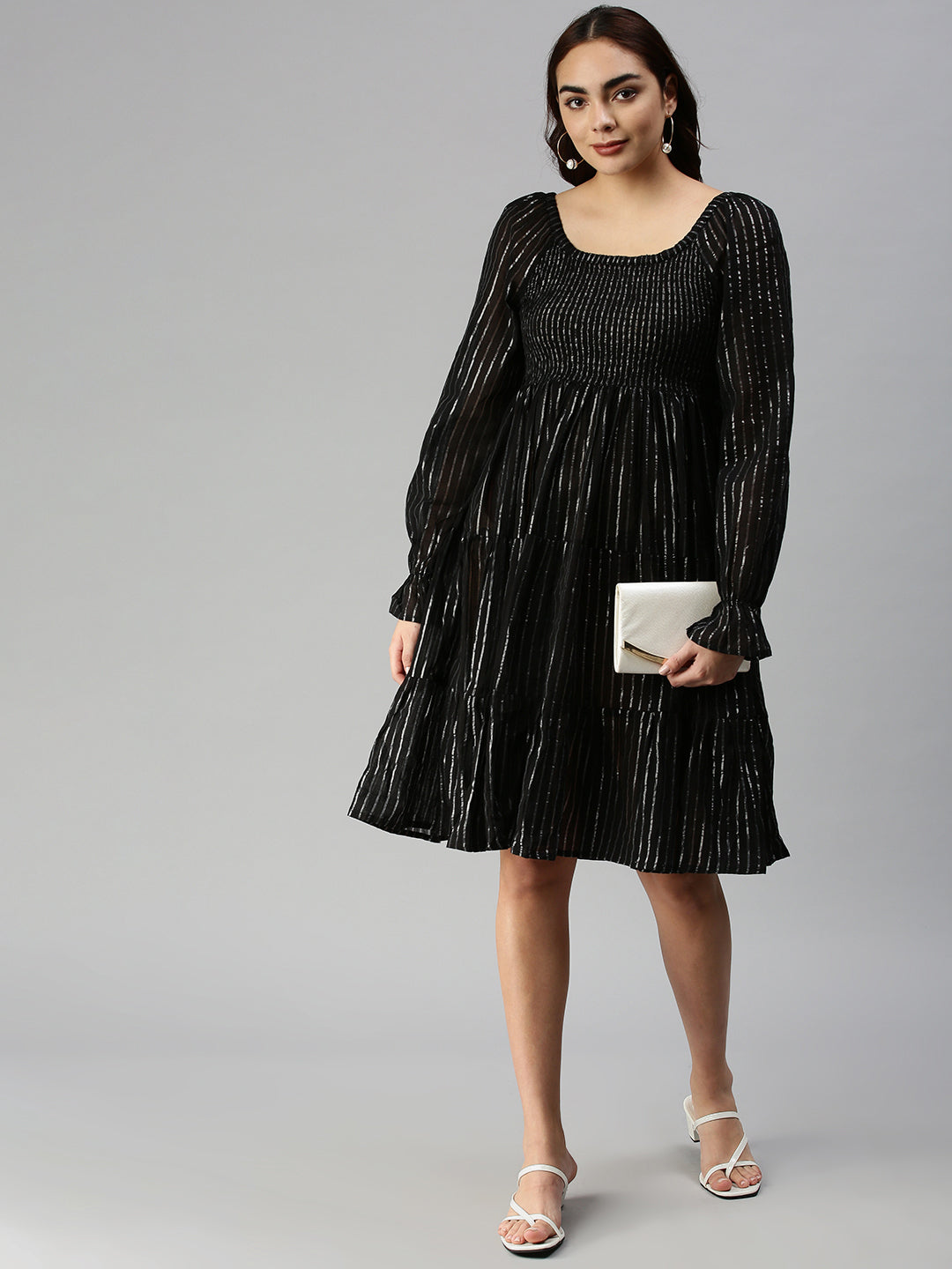 Women's Black Jacquard Dress